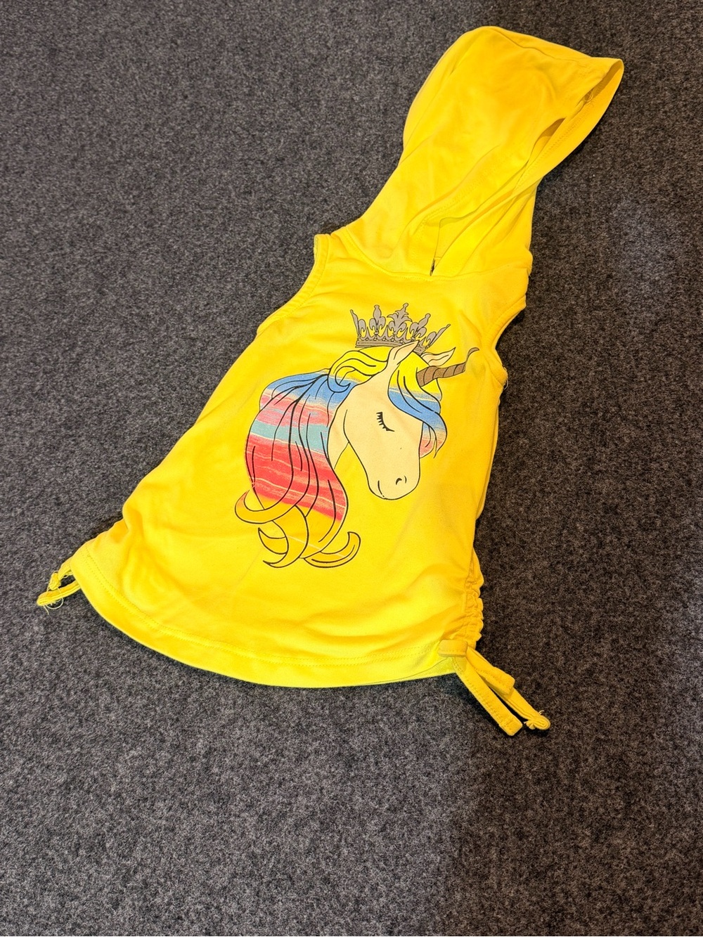 Yellow Hooded Unicorn Tank with Rainbow Stripe Shorts Set - Picture 7 of 7